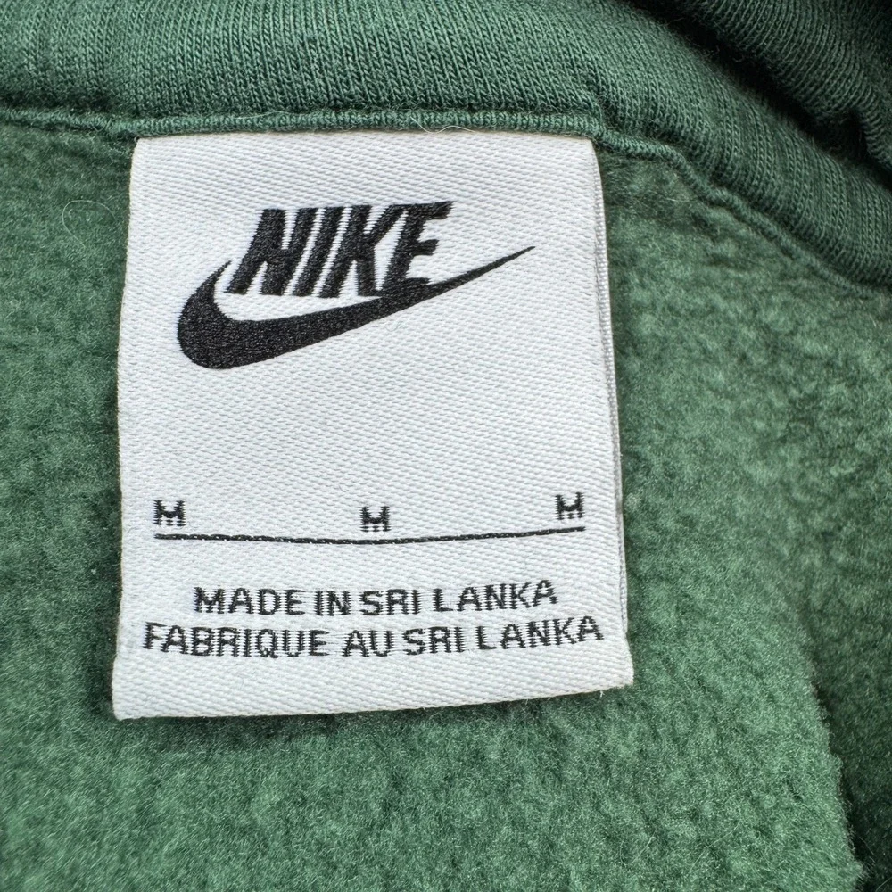 Nike Club Fleece Hoodie Mens Medium Green Cotton Blend Pullover Swoosh Logo